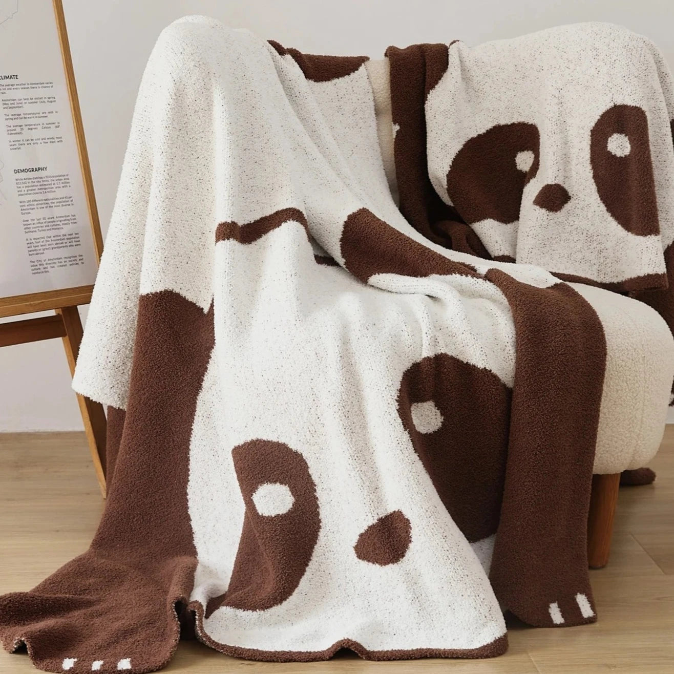 Mama Panda Knitted Wrap Blanket Soft Cozy Bed Throw Winter Microfiber Wrap Blanket Hanarii Shop