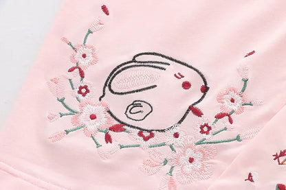 Sakura Rabbit Flower Blossoms Embroidery Top