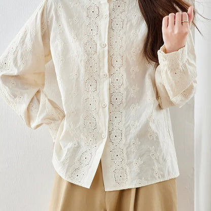 B&Y Cotton Women Blouse with Lace Details
