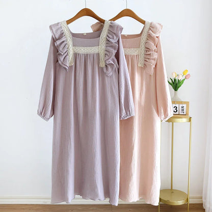 Lace Ruffles Cotton Nightdress