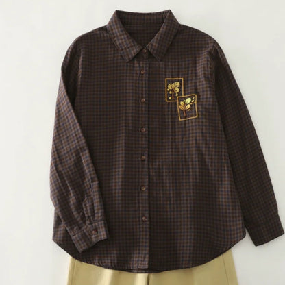 Golden Autumn Brown Plaid Shirt