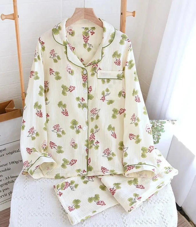 Grapevine Cotton Japanese Spring and Autumn New Pajama Set