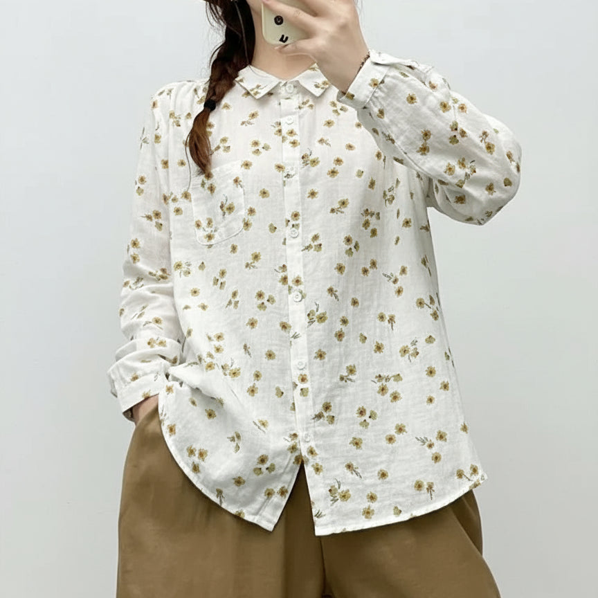 B&Y Retro Style Daisy Print Blouse Shirts