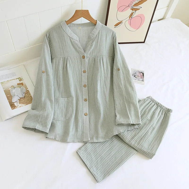 Estienne Gingham Check Long Pyjamas Set