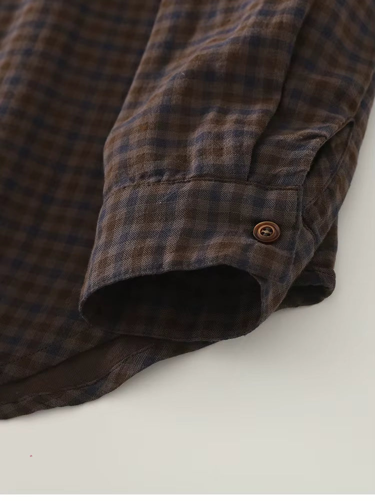 Golden Autumn Brown Plaid Shirt