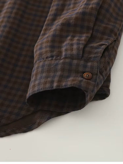 Golden Autumn Brown Plaid Shirt
