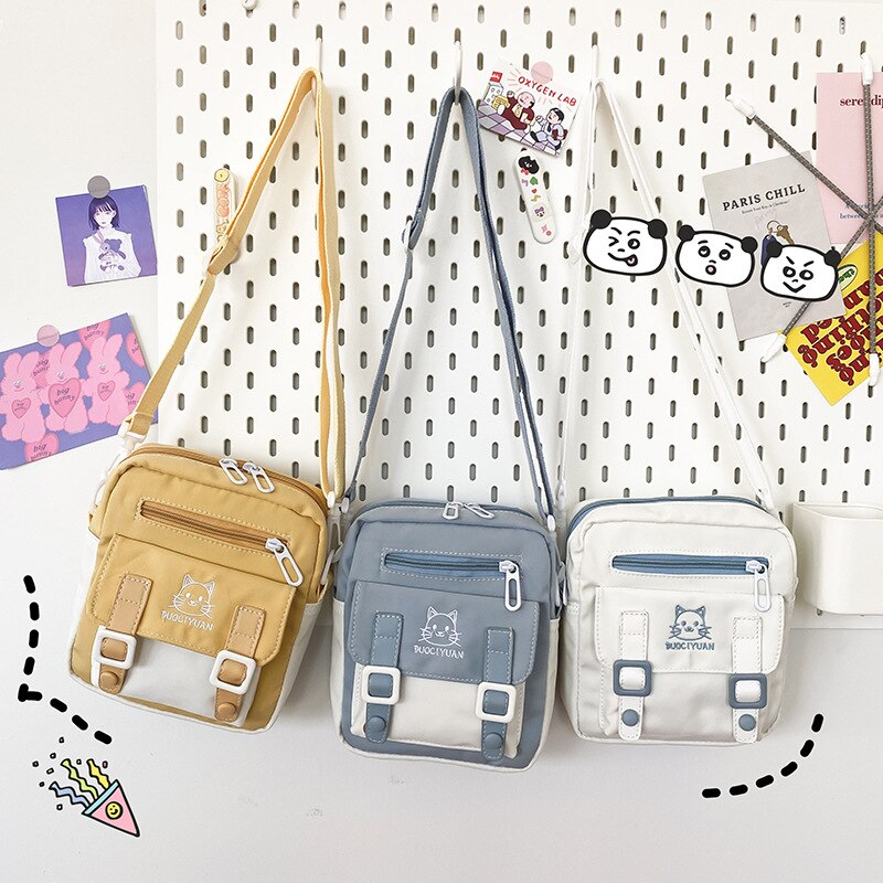 Kawaii Mini Purse Cute Small Wallets Aesthetic Bear Embroidery Crossbody  Bag Ita Messenger Bag Accessories Preppy Stuff (White,Small)