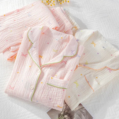 Ribbon Print Shirt Pyjama Set