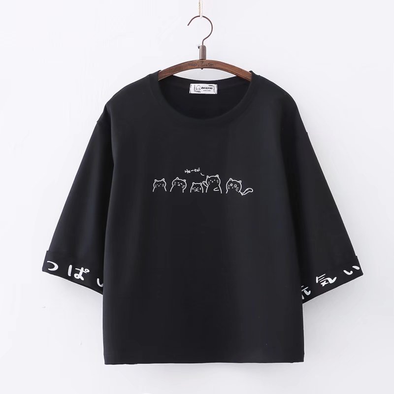 Harajuku Summer Women T Shirt Korean Fashion Short Sleeve O-neck Cotton Tee Shirt Kawaii Cute Tops