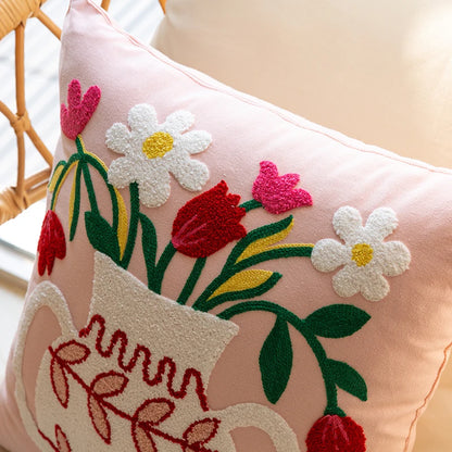 Spring Flowers Display Embroidery Cushion Covers