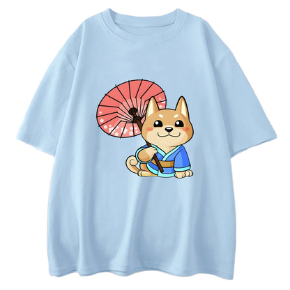 Sakura Day Kimono Shiba Inu Print T-Shirt