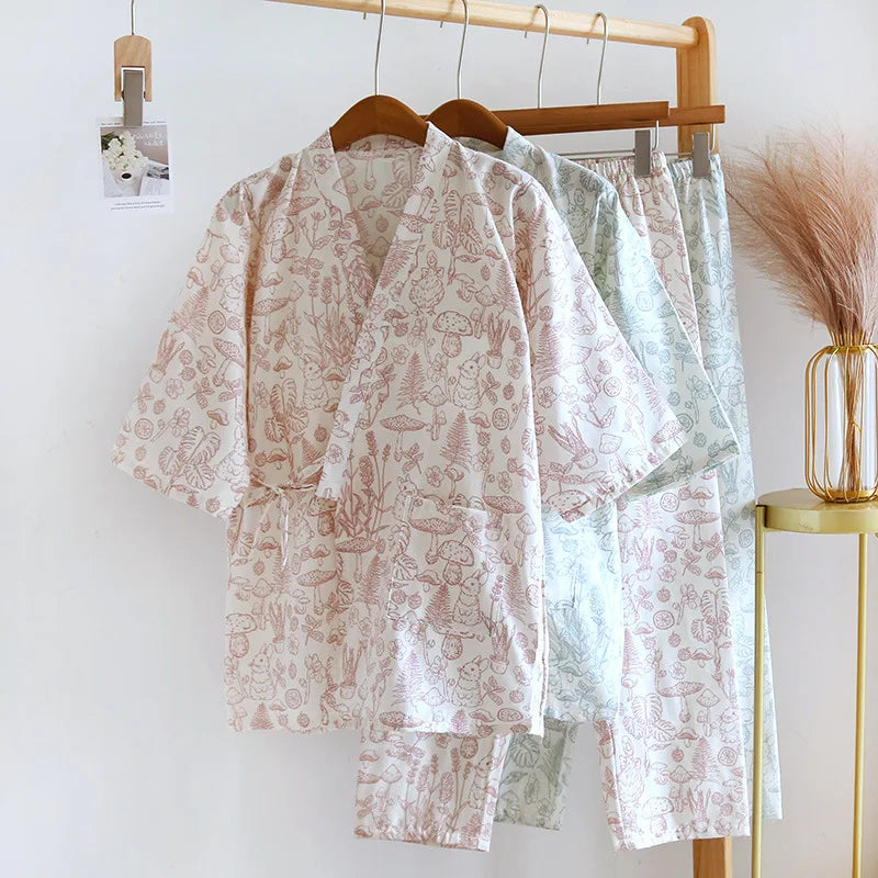 Botanical Frenzies Kimono Style Pyjamas Set