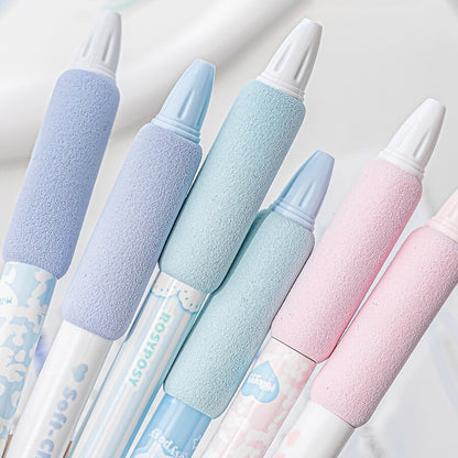 Soft Chiffon Gel Pen Set (Set of 4) 0.5mm Ballpoint Black Color Ink for Writing Cream Pink Sky Blue Design Soft Pastel Gel Pens