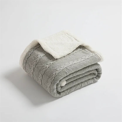 Grey Nordic Elegant Cable Knit Blanket Autumn Winter Fluffy Thick Cotton Sherpa Blanket Soft Bed Sofa Decorative Blankets