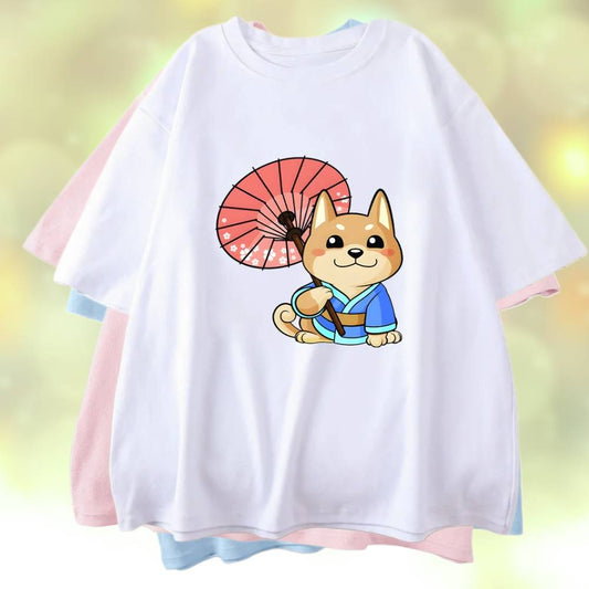 Sakura Day Kimono Shiba Inu Print T-Shirt