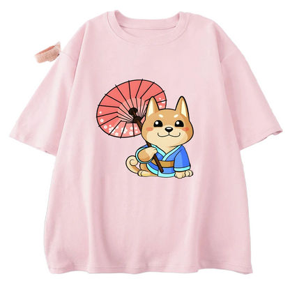 Sakura Day Kimono Shiba Inu Print T-Shirt