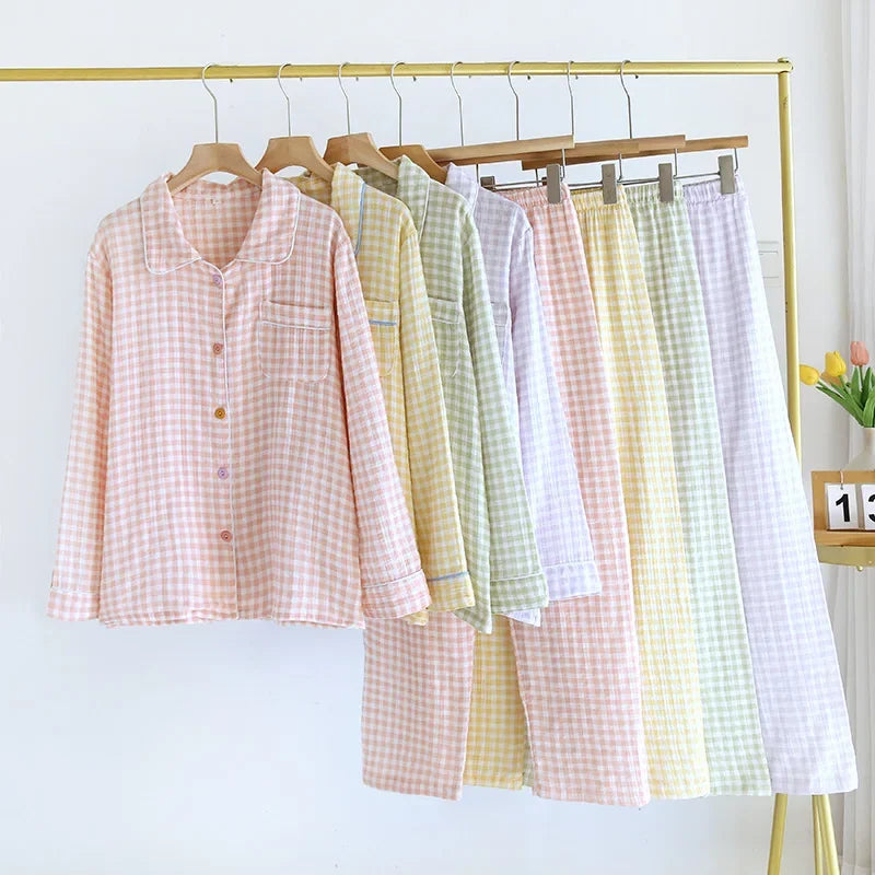 Cosy Gingham Cotton Pyjama Sets