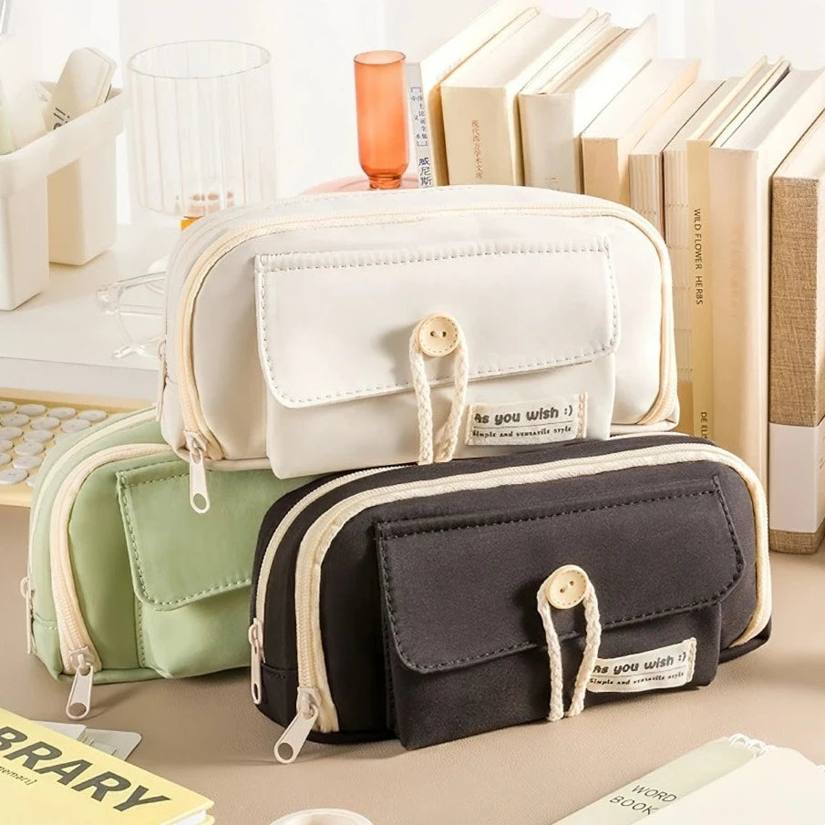 Hemp Rope Oxford Cloth Pencil Case Large Capacity Stationery Bag Games Card Storage Pouch Bag Oxford Fabric Storage Pouch for Stationery School Hanarii Shop