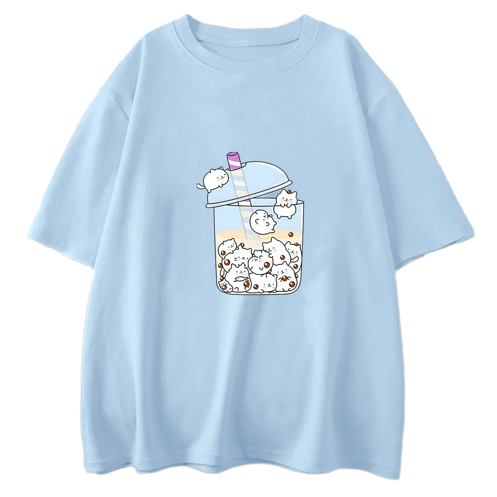 Mini Cats Boba Tea Printed T-Shirt