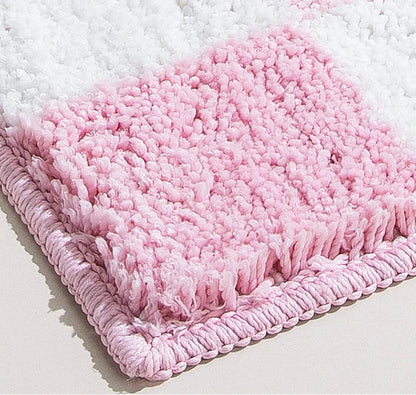 Soft Pink Fluffy Floral Rug