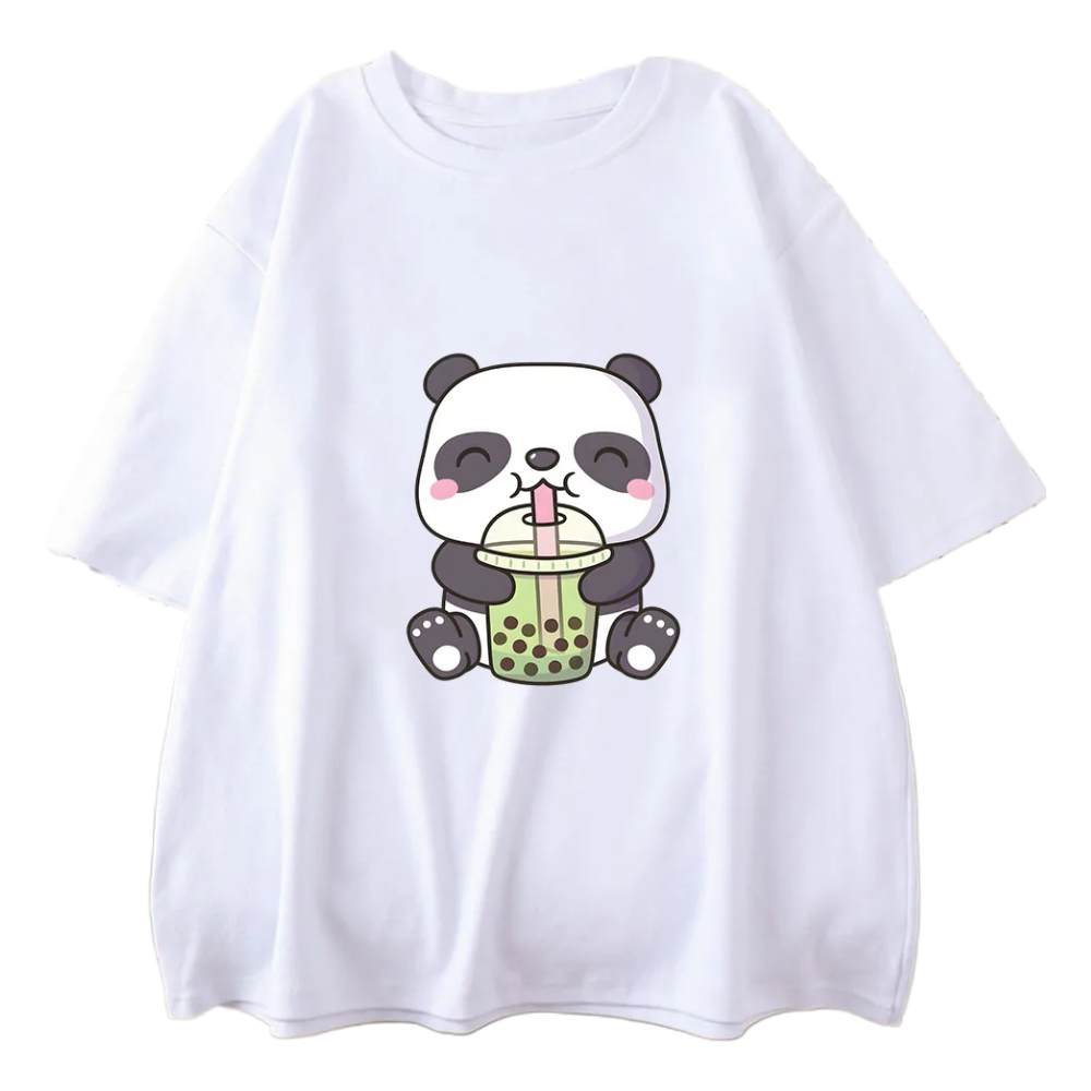 Boba Tea Panda Baby Print T-Shirts