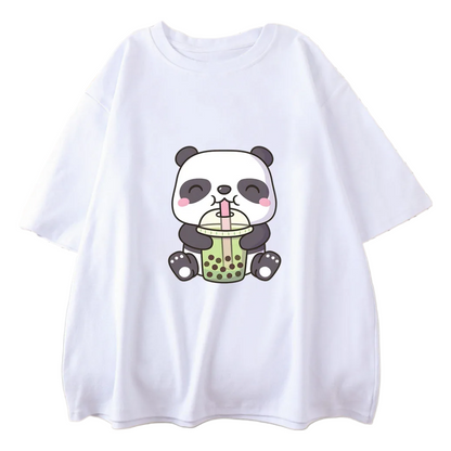 Boba Tea Panda Baby Print T-Shirts