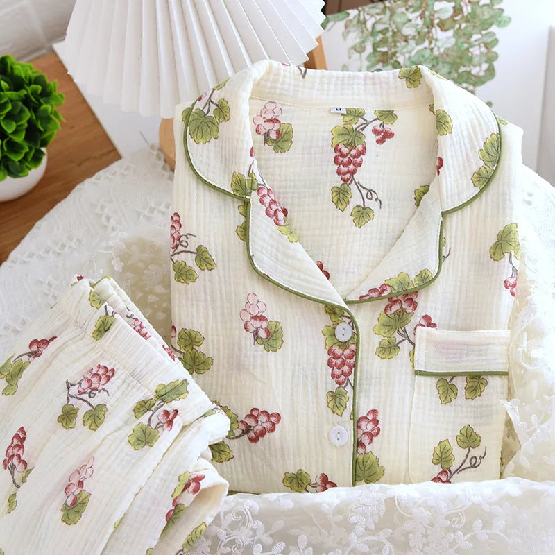 Grapevine Cotton Japanese Spring and Autumn New Pajama Set