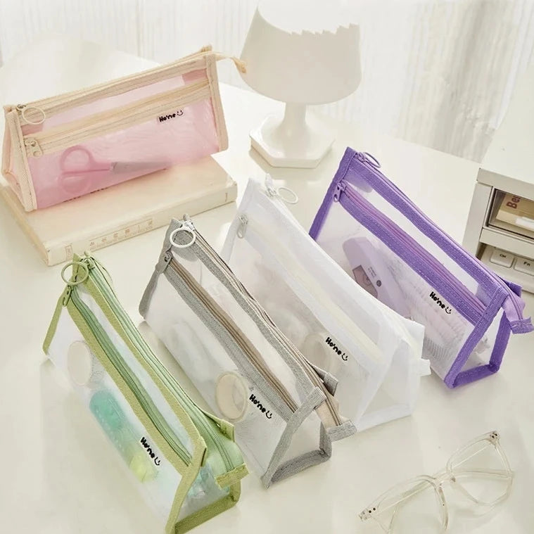 Pyramid Clear Mesh Pencil Case