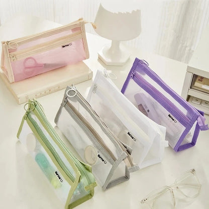 Pyramid Clear Mesh Pencil Case