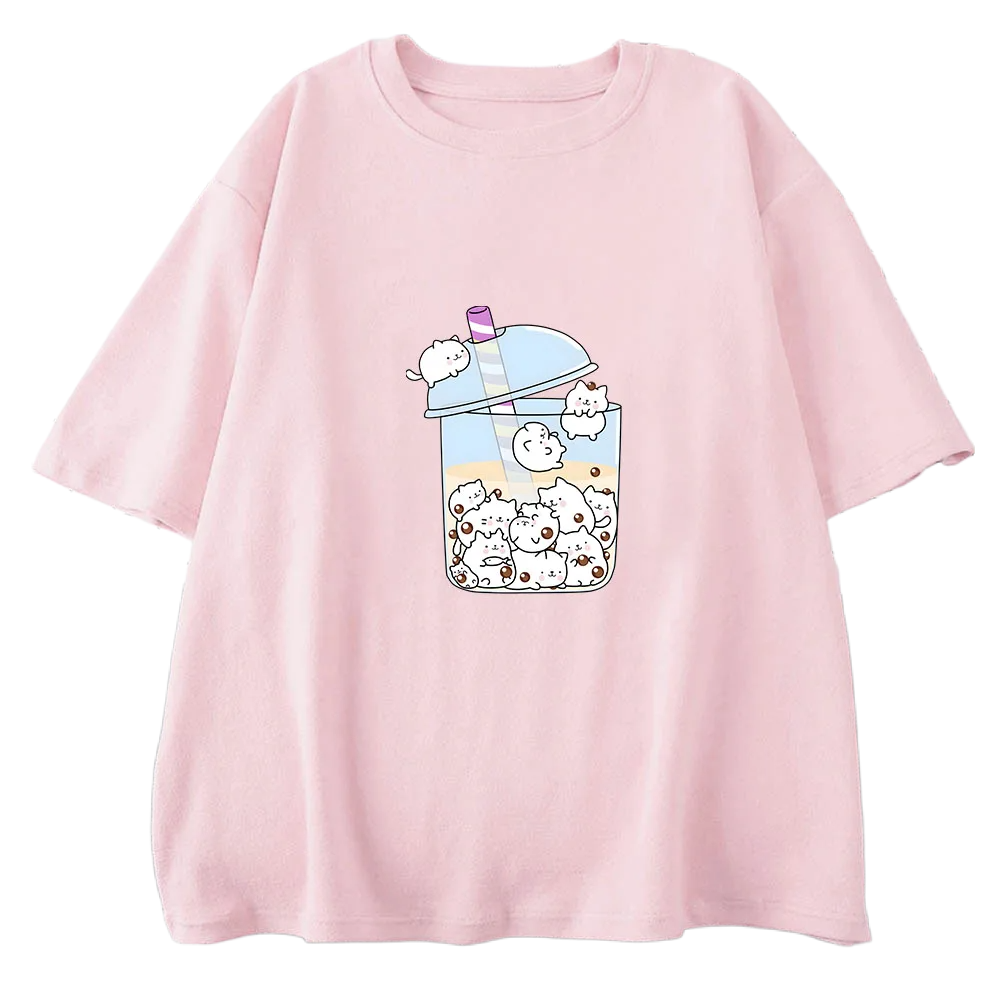 Mini Cats Boba Tea Printed T-Shirt