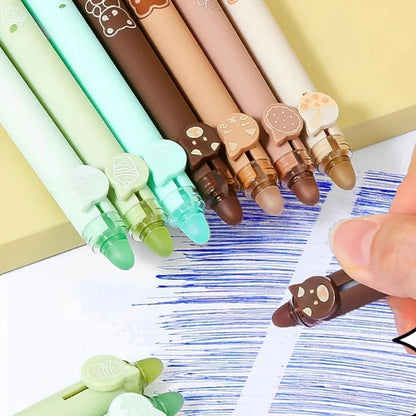 Erasable Blue Color Gel Ink Pens Set Coffee Bear & Icecream Soft Holding 0.5mm Ballpoint for Writing