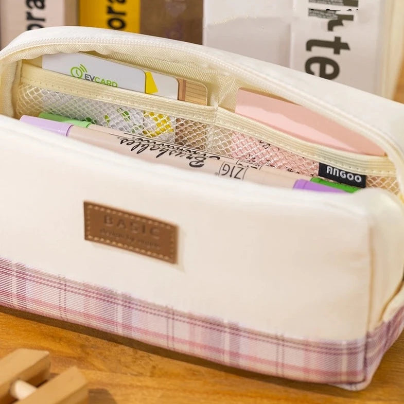 Angoo Lattice Checkered Pencil Case