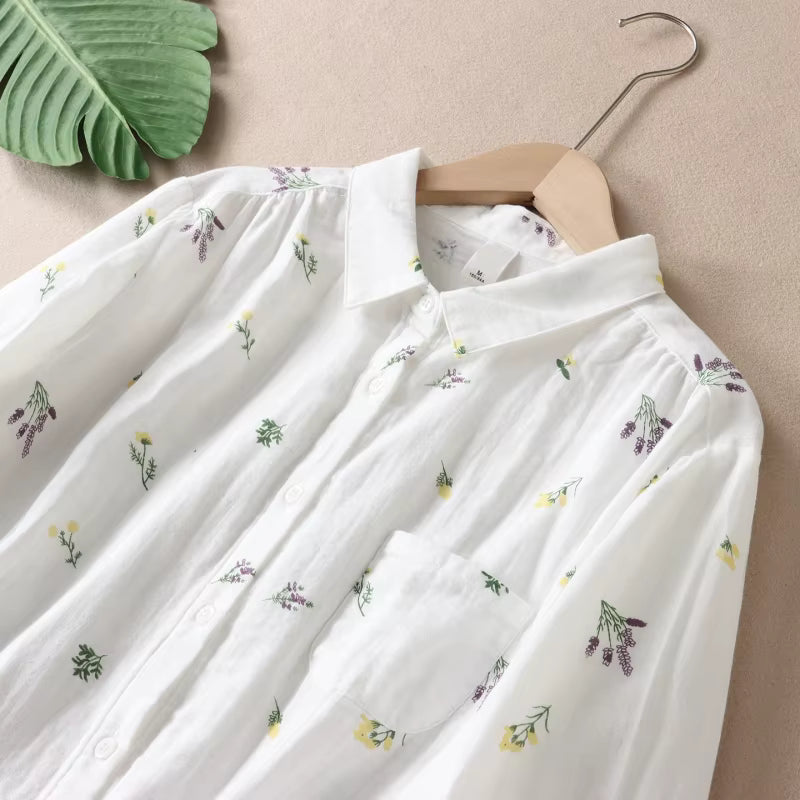 B&Y Spring Floral Print Long Sleeve Blouse