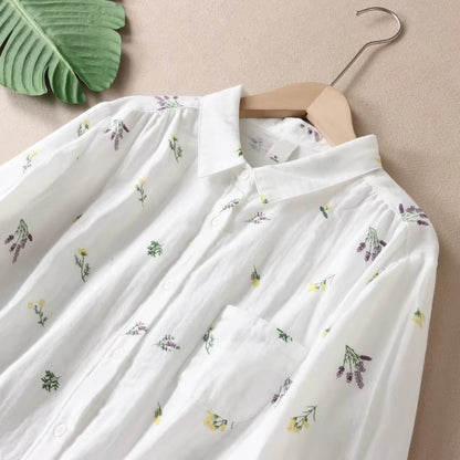 B&Y Spring Floral Print Long Sleeve Blouse