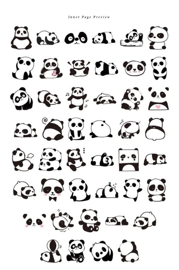 Kawaii Giant Panda Stickers (45 pcs) Box Set Cute Rolling Note Sticker Adhesive Decoration Seal for Diary Album Gift Hanarii Shop