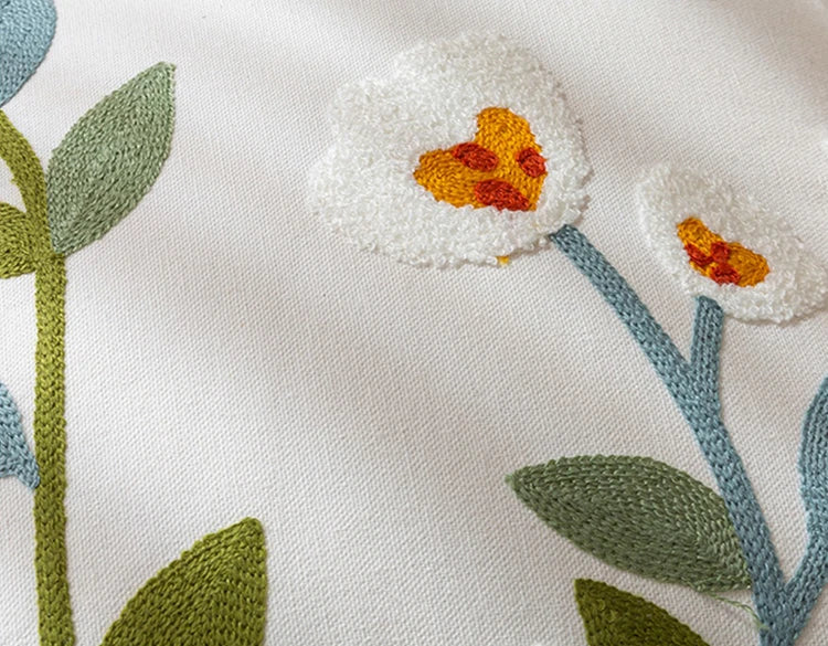 Wildflowers Embroidery Cushion Cover