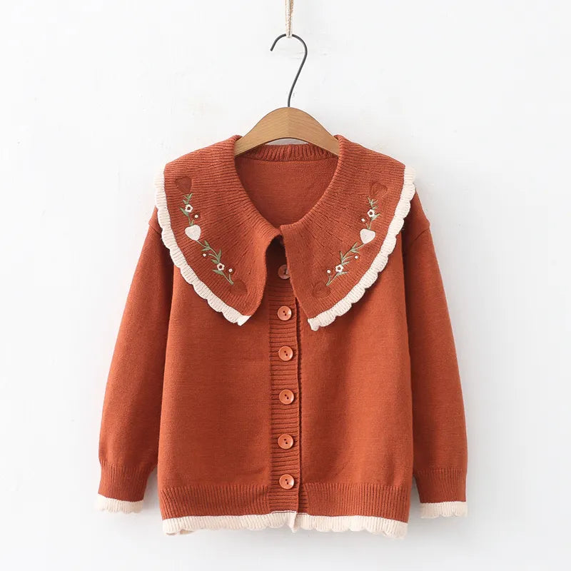 Red Autumn Brown Burgandy Knit Cardigan Oversized Cardigan Women Knit Cardigan Autumn Winter Long Sleeves Sweet Sweaters Jacquard Pockets Casual Chic Kawaii Tops