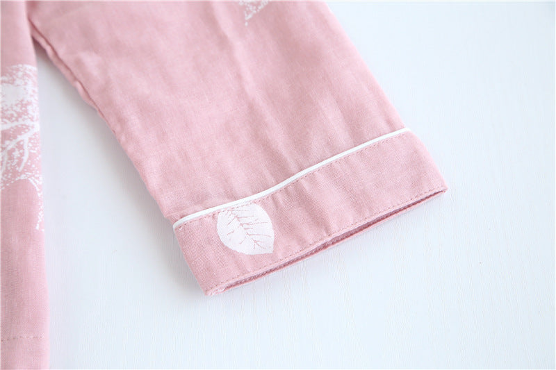 White Leaf Print Pure Cotton Pyjamas Set