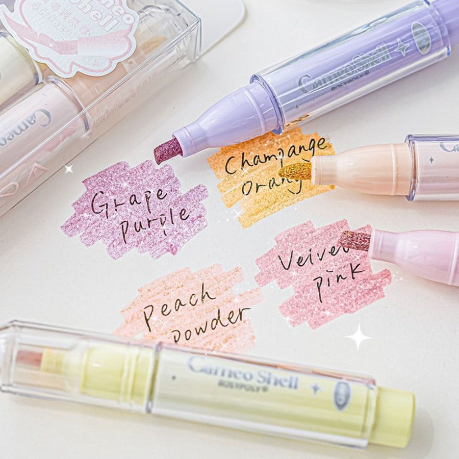 Exquisite Glitter Highlighter Marker Pens Kawaii Bling Bling Fluorescent Pens Graffiti Pastel Drawing Art Spot Liner