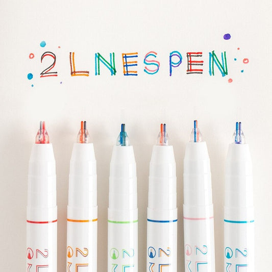 Rainbow 2-Liner Marker Pens (set of 6)