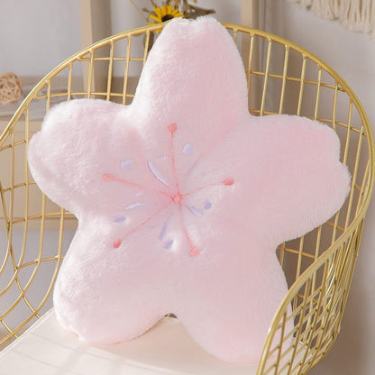 Pink Sakura Plush Pillow Kawaii Flowers Plush Pillow Mat Lifelike Soft Cherry Blossom Cushion Plushie